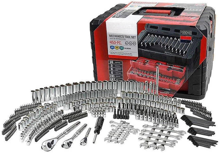 450 piece mechanics tool set ratchet socket hand wrench toolset